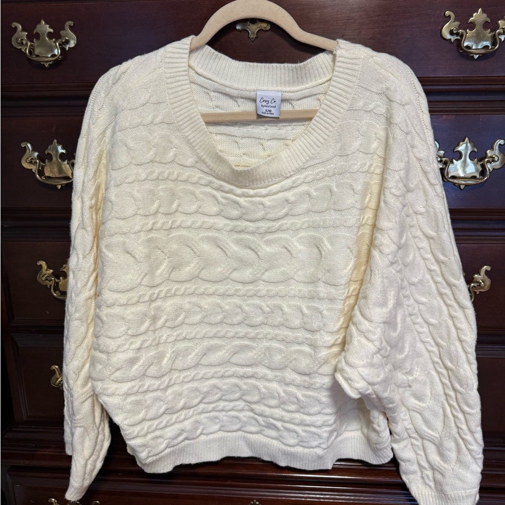 Cozy co Cream Cable Knit Sweater